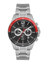 Sergio Tacchini Analog Watch for Men with Stainless Steel Band, ST.1.10121-1, Silver-Black