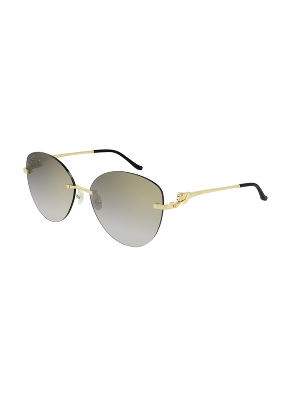 Cartier Butterfly Rimless Gold Sunglasses for Women, Gold Lens, CT0269S 001 60-15