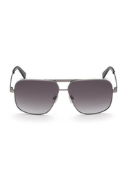 Guess Full Rim Square Dark Grey Sunglasses for Unisex, Grey Lens, GU00026, 08B 61-12