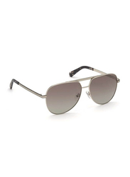 Guess Full Rim Pilot Silver Sunglasses for Women, Grey Lens, GU7828 52F 56-15