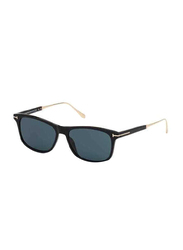 Tom Ford Full Rim Rectangular Black Sunglasses Unisex, Blue Lens, TF813 01V, 55/15