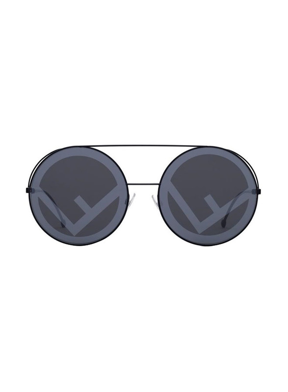 Fendi Round Full Rim Black Sunglasses for Women, Black Lens, FF 0285/S 807MD