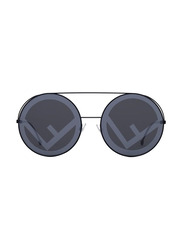Fendi Round Full Rim Black Sunglasses for Women, Black Lens, FF 0285/S 807MD