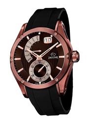 Jaguar Analog Watch for Men with Silicone Band, Water Resistant with Date Display, J680/1, Black/Brown