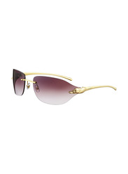 Cartier Rectangular Rimless Gold Sunglasses for Women, Violet Lens, CT0068S-00173
