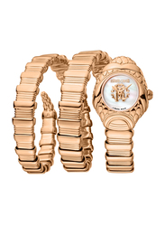 Roberto Cavalli Franck Muller Analog Watch for Women with Stainless Steel Band, Water Resistant, RV1L163M0041, Rose Gold-White