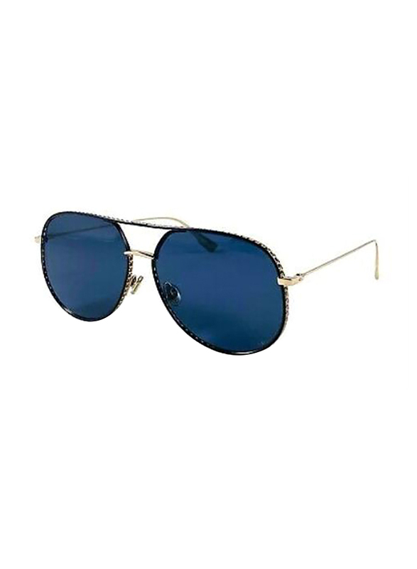 Christian Dior Aviator Full Rim Gold Sunglasses for Women, Blue Lens, 2M2A9 60-13