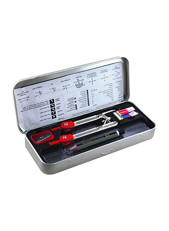 Nataraj 9-Piece Maths Instrument Set, Red