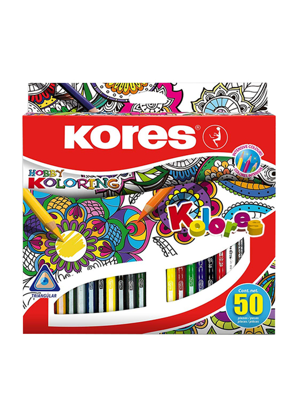 Kores Kolores Hobby Triangular Colour Pencils, 50 Piece, Multicolour