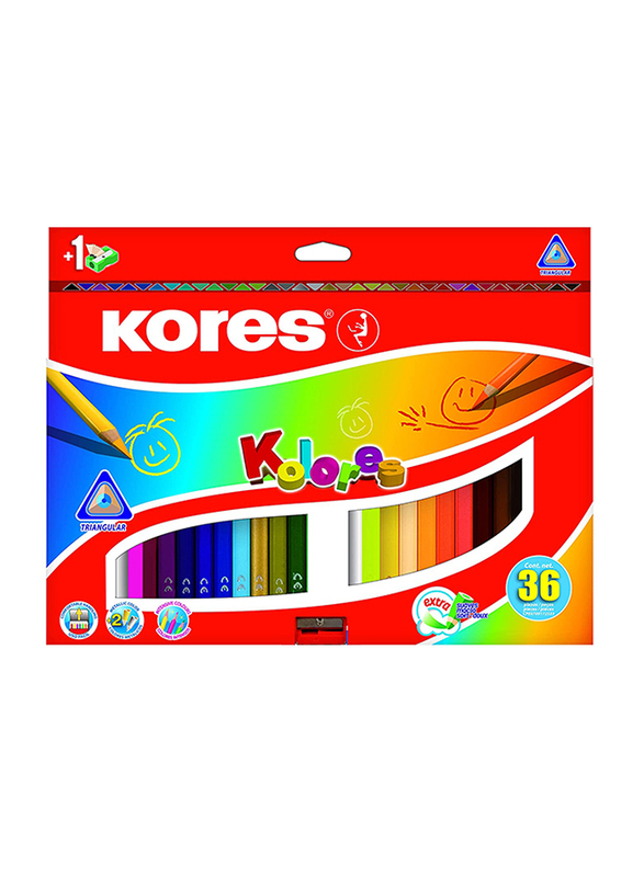 Kores Kolores Triangular Colour Pencils, 36 Piece, Multicolour
