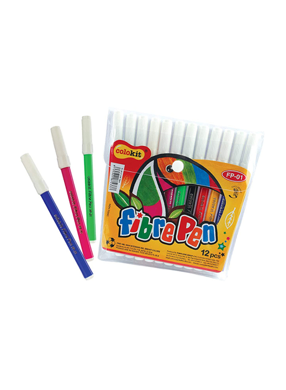 Colo Kit Fibre Pen, 12 Piece, FP-01, Multicolour