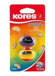 Kores 2-Piece Plastic Beetle Single Sharpener, Pink/Green