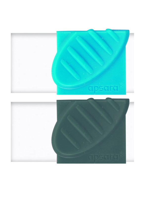 Apsara 2-Piece Absolute Eraser Blister Pack, Blue/Black
