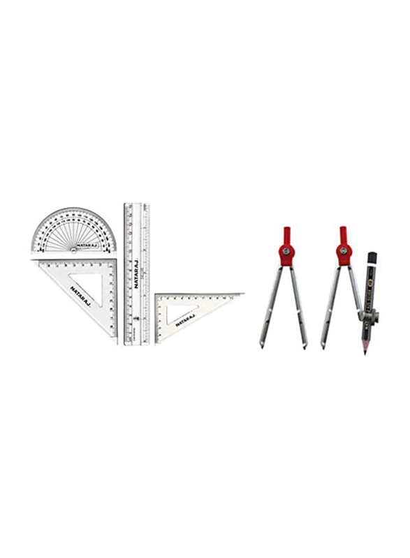 Nataraj 9-Piece Maths Instrument Set, Red