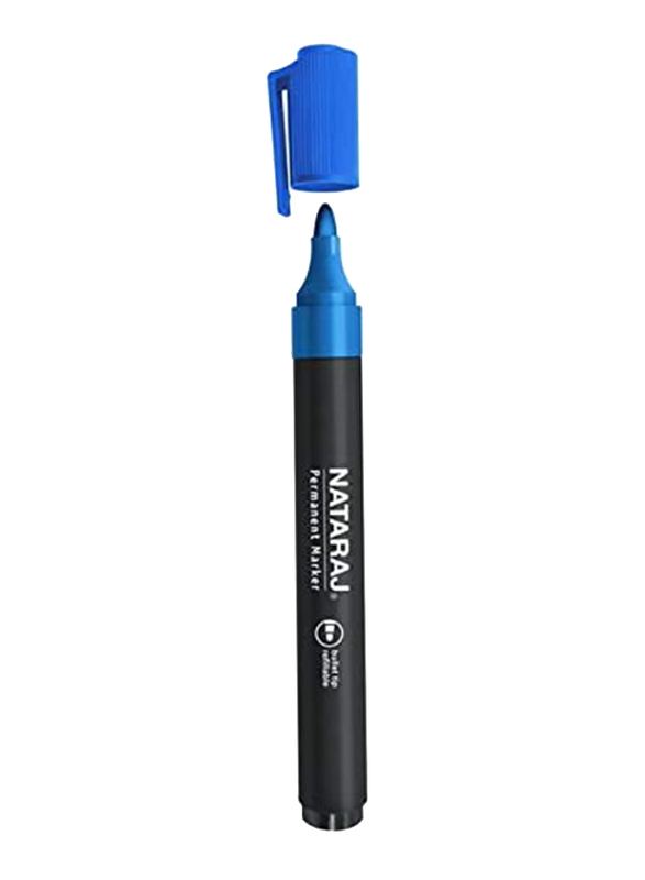 Nataraj 12-Piece Bullet Tip Permanent Marker, 2mm, Blue