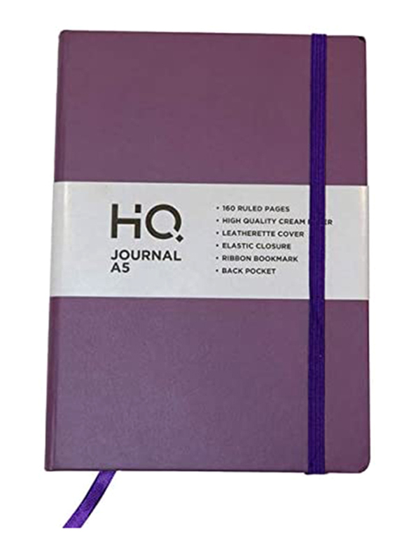 

Navneet HQ Journal Casebound Solid Vinyl Finish Notebook, 80 Sheets, A5 Size, Purple