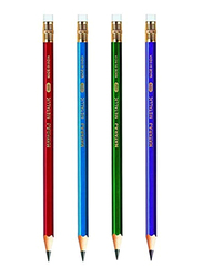 Nataraj 48-Piece Metallic Hex HB Pencil Set with Rubber in Jar, Multicolour