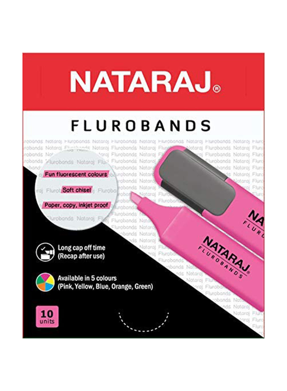 Nataraj Chisel Tip Highlighter, 2.5mm, Pink