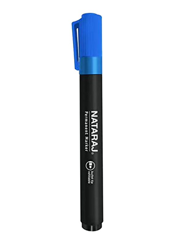 Nataraj 12-Piece Bullet Tip Permanent Marker, 2mm, Blue
