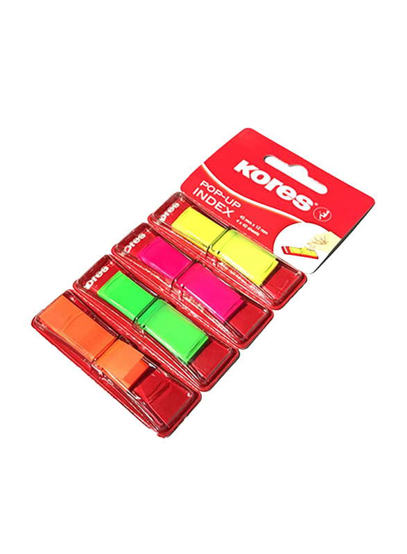 Kores Pop Up Film Index Tabs Page Marker, 4 x 40 Sheets, Multicolour