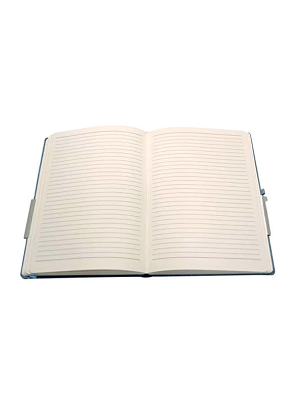Navneet HQ Journal Casebound Wooden Texture Notebook, 80 Sheets, A5 Size, Blue