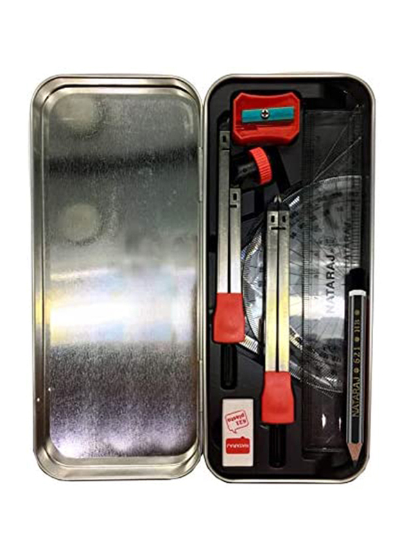 Nataraj 9-Piece Joymetry Mathematical Instrument Box, Red