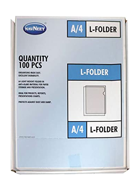 Navneet A4 L Folder, 100 Piece, Clear