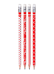 Kores 12-Piece Grafitos HB Soft Triangular Graphite Pencil, Red/White