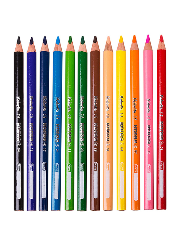 Kores Kolores Jumbo Triangular Colour Pencils, 12 Piece, Multicolour