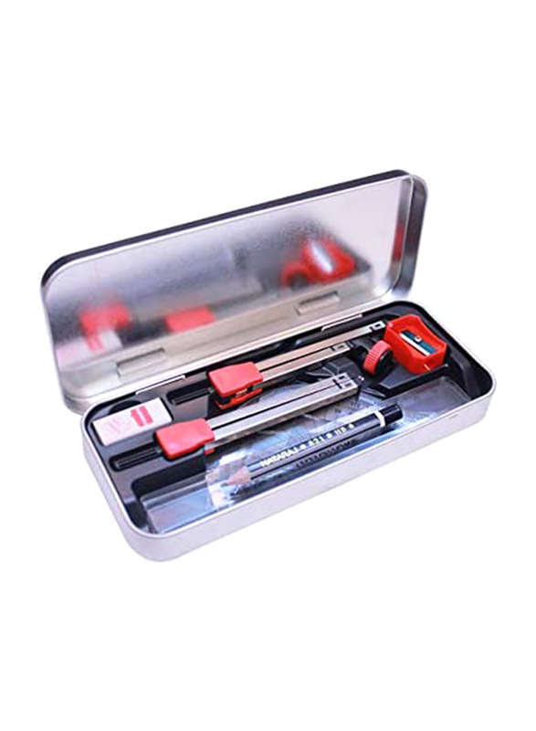 Nataraj 9-Piece Joymetry Mathematical Instrument Box, Red