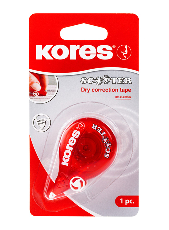 Kores 8m x 4.2mm Correction Tape, Red