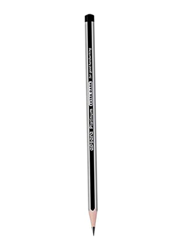 Apsara 12-Piece Platinum Extra Dark Pencil with Sharpener, Black/Silver