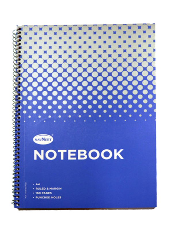 Navneet Spiral Soft Cover Notebook, 80 Sheets, A4 Size, White/Blue
