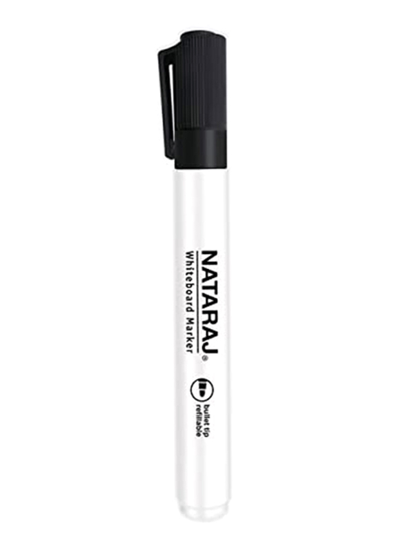 Nataraj 12-Piece Bullet Tip White Board Marker, 2mm, Black