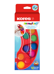 Kores Akuarellos Watercolour Mixing Palette, 30mm Pads, 12 Colours, Multicolour