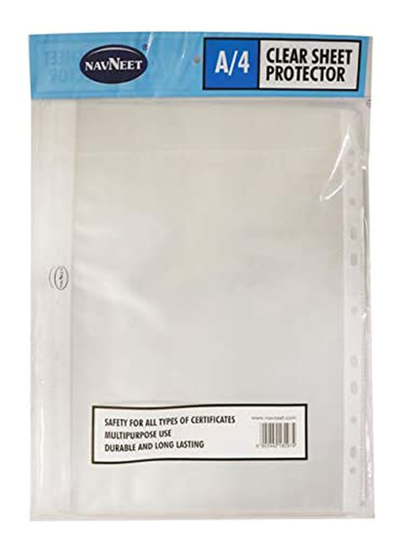 Navneet A4 Sheet Protector, 100 Piece, Clear
