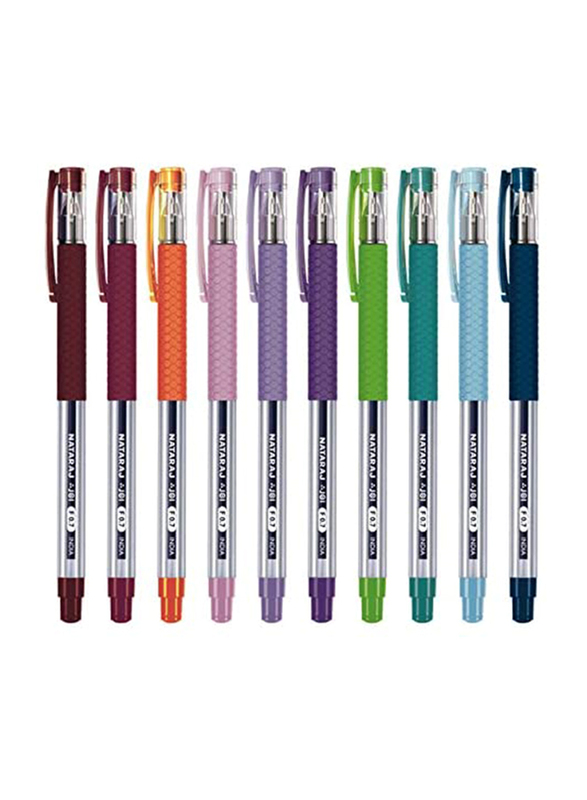 Nataraj 10-Piece Grippo Joi Fine Ballpoint Pen Set, 0.7mm, Multicolour