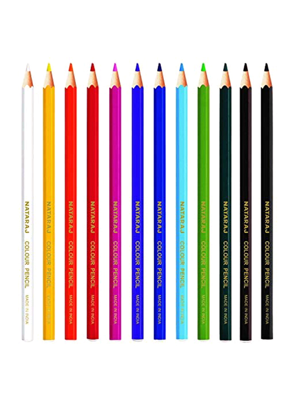 Nataraj Full Size Colour Pencil with Sharpener, 12 Piece, Multicolour