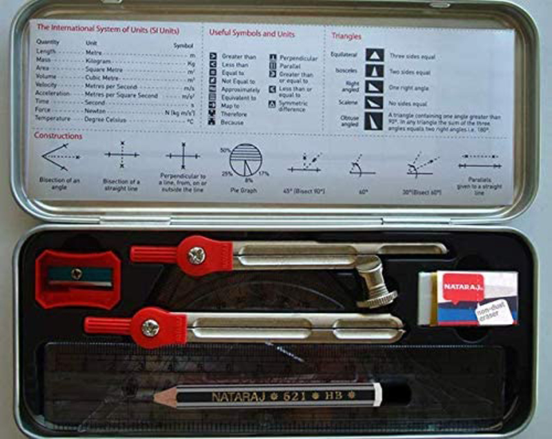 Nataraj 9-Piece Maths Instrument Set, Red