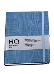 Navneet HQ Journal Casebound Wooden Texture Notebook, 80 Sheets, A5 Size, Blue