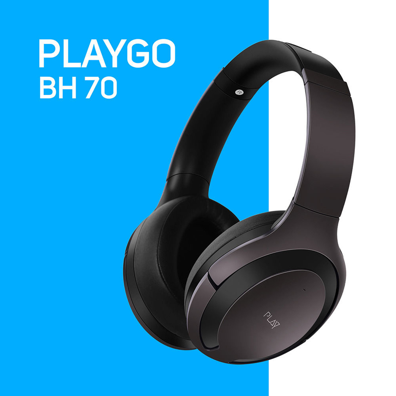 Play Go BH70 AI Based Wireless Over-Ear Hybrid Active Noise Cancelling Headphones with Mic, Medallion Brown