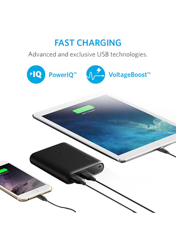 Anker 10400mAh PowerCore Fast Charging Power Bank with Micro-USB Input, Black