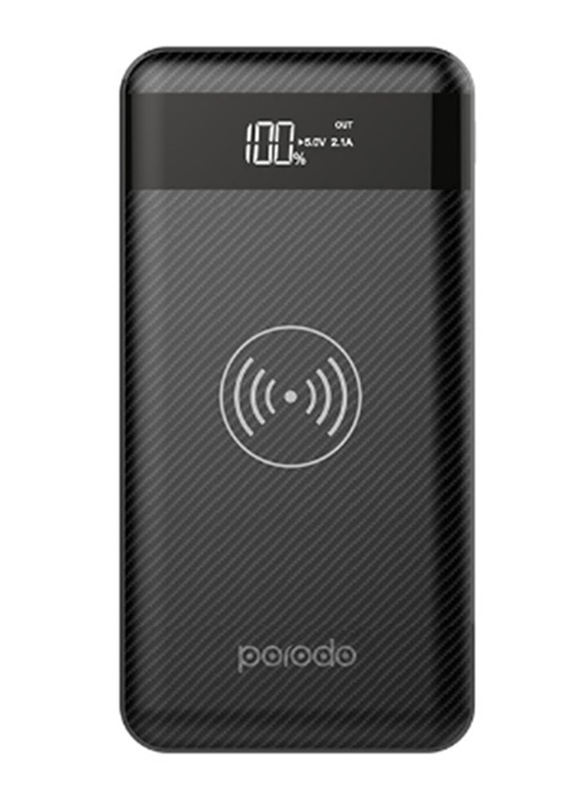 Porodo 10000mAh Slim PD-BP926WS-BK Wireless Fast Charging Powerbank with Suction Pad, Black