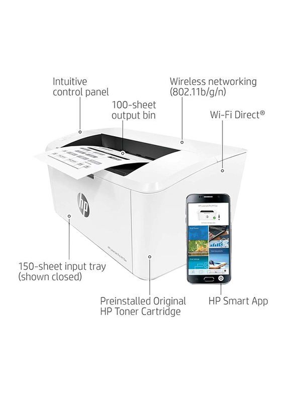 HP LaserJet Pro M15w W2G51A Wireless Laser Printer, White