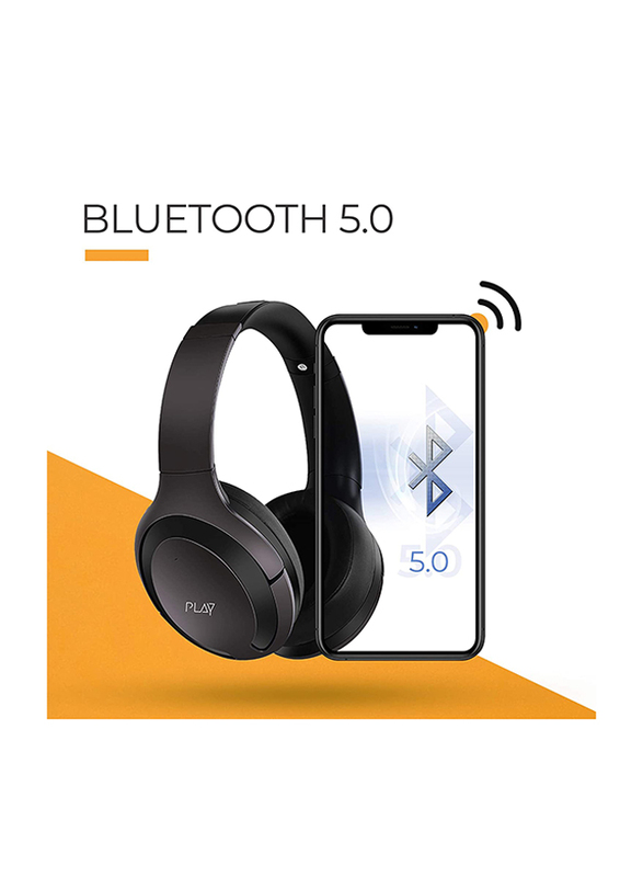 Play Go BH70 AI Based Wireless Over-Ear Hybrid Active Noise Cancelling Headphones with Mic, Graphite Grey