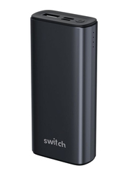 Switch 10000mAh Fast Charging Power Bank with USB Type-C and Micro USB Input, Black