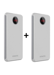 Romoss 10000mAh Slim Power Bank Bundle with Micro-USB Input, 2 Pieces, Grey