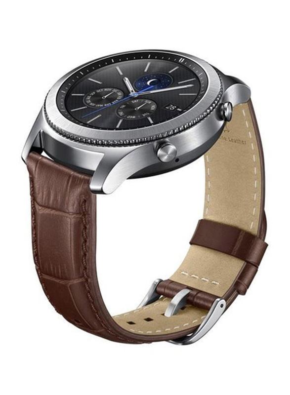 Samsung Alligator Grain Leather Band for Samsung Gear S3 Classic/Gear S3 Frontier Watch 22mm, Brown