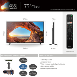 Sony 55-Inch Bravia X85J, 4K Ultra HD Smart Google LED TV with High Dynamic Range HDR, 2021 Model, KD55X85J-R, Black