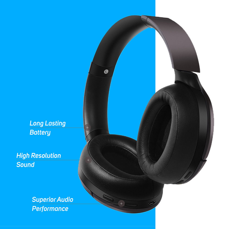Play Go BH70 AI Based Wireless Over-Ear Hybrid Active Noise Cancelling Headphones with Mic, Medallion Brown